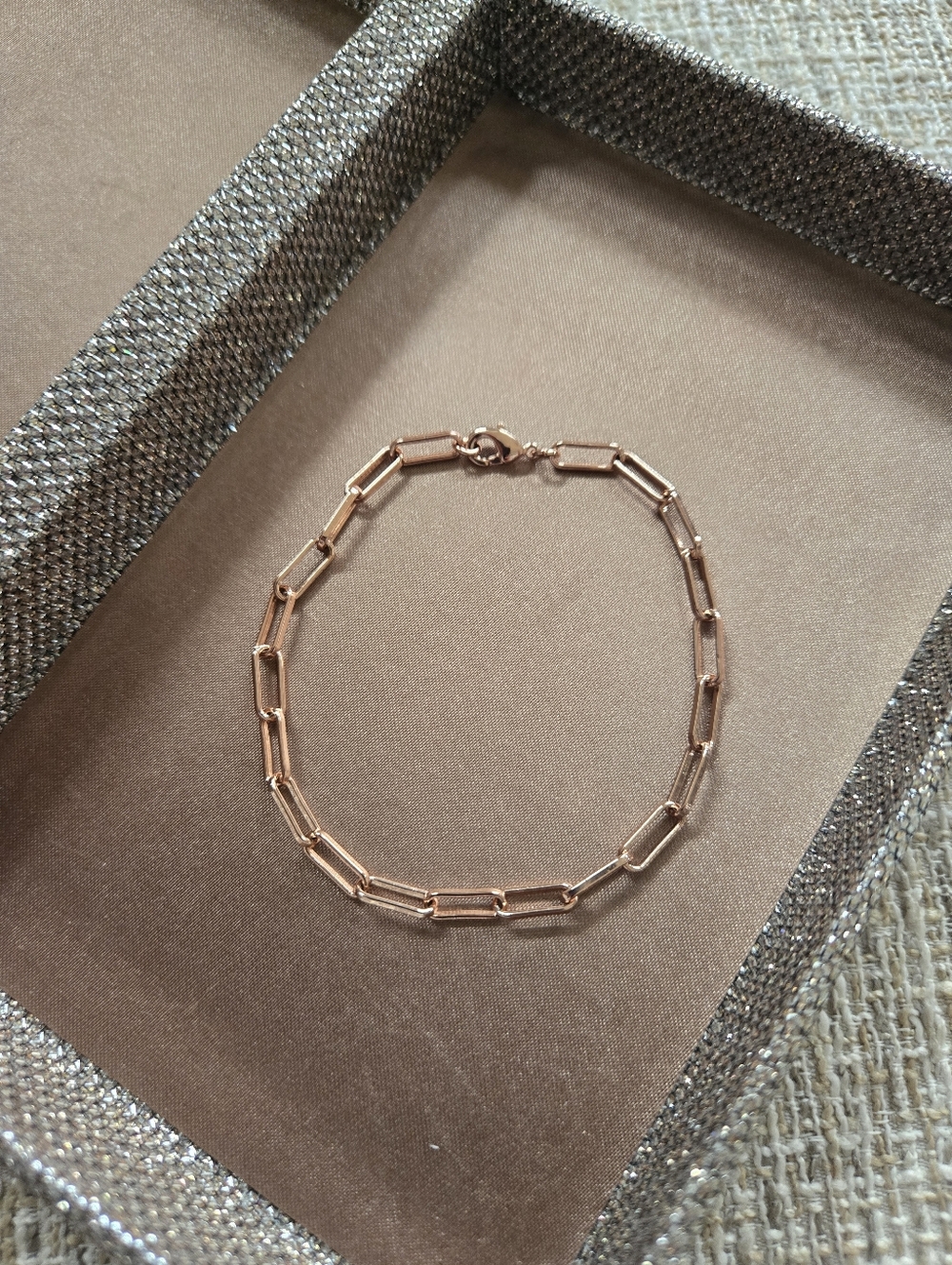 Rose Gold Paperclip Link Bracelet - Picture 2 of 6
